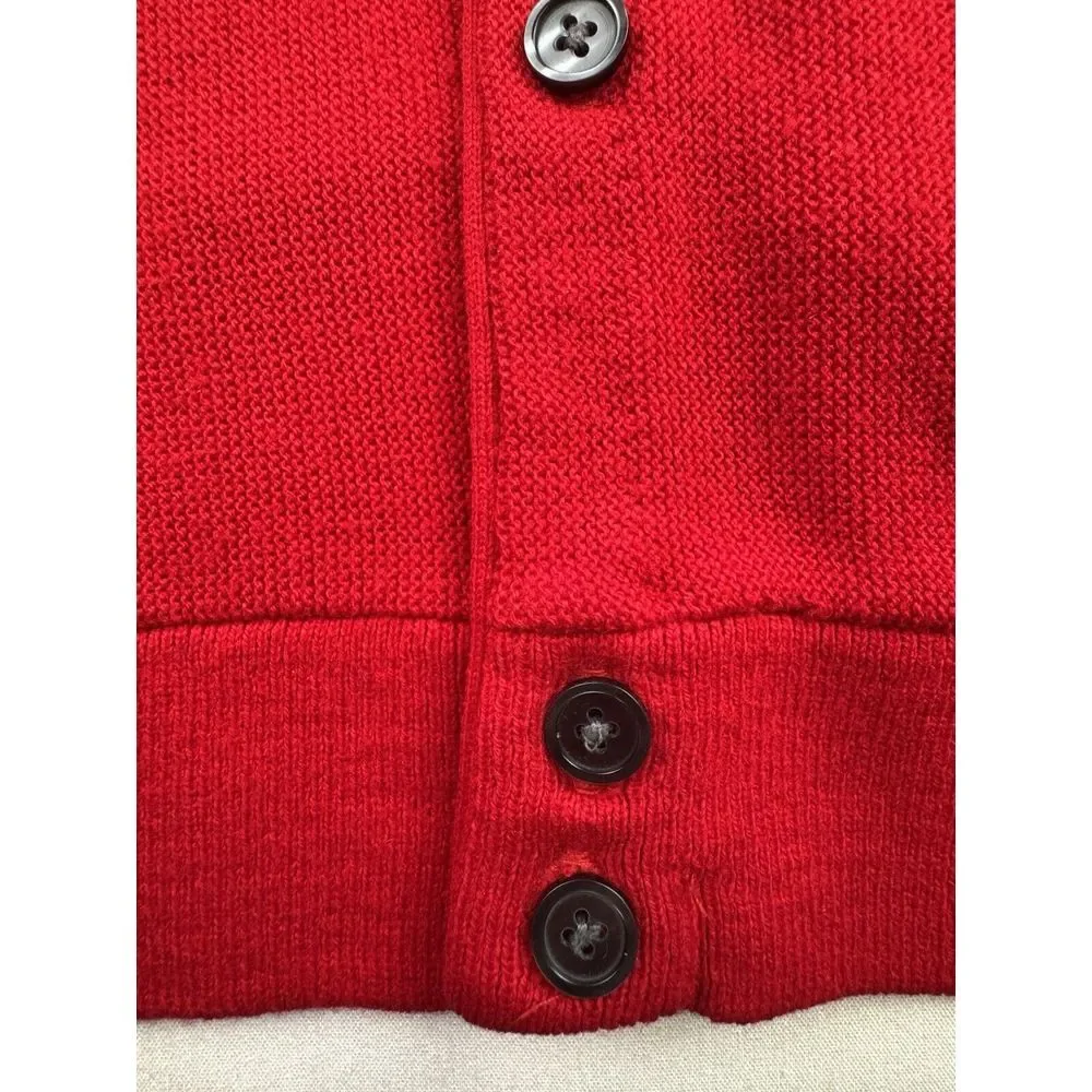 Vintage 90s Izod Cardigan Sweater XL‎ Button Red Made in USA Eclectic Grandpa